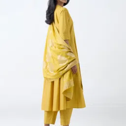 Vark by Westside Mustard Brocade Anarkali Ethnic Set image 2