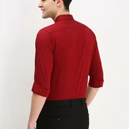 Allen Solly Maroon Slim Fit Texture Shirt image 2