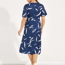 Styli Navy Printed A-Line Dress image 2