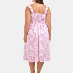 VIRGIO Pink Flared Fit Floral Dress image 2