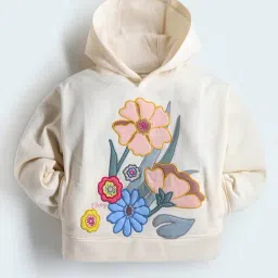 Cherry Crumble By Nitt Hyman Kids Peach Embroidered Full Sleeves Sweatshirt image 3