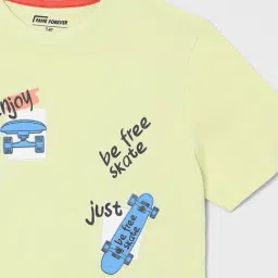 Fame Forever by Lifestyle Boys Lime Cotton Printed T-Shirt image 3