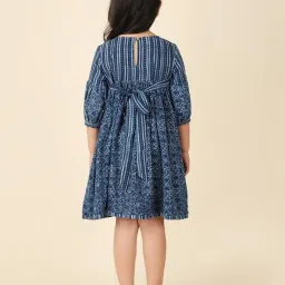 Fabindia Kids Navy Cotton Printed Dress image 2