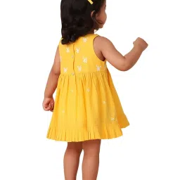 Fabindia Kids Light Yellow Embroidered Dress image 2