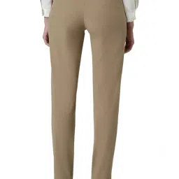 Van Heusen Khaki Cotton Mid Rise Formal Trousers image 2