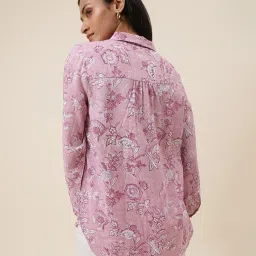Fabindia Mauve Cotton Hand Block Print Shirt image 2