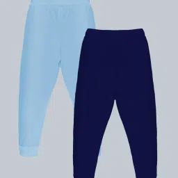 Kiddopanti Unisex Blue Solid Trackpants (Pack Of 2) image 2