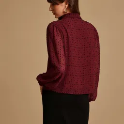 Kazo Maroon Self Pattern Shirt image 2