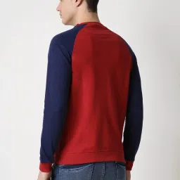 Peter England Maroon & Blue Slim Fit Colour Block Sweatshirt image 2