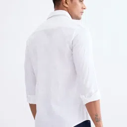 Spykar White Cotton Regular Fit Self Design Shirts image 2