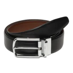 Teakwood Leathers Black & Brown Textured Reversible Leather Formal Belt For Men image 2
