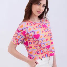 Spykar Thrift Pink Cotton Relaxed Fit Solid Top image 2