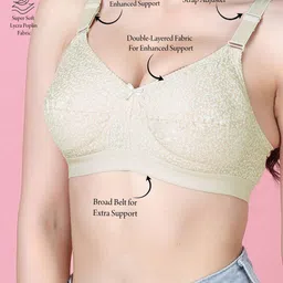 SHYAM SONS FLAIR Pack Of 4 Floral Printed Full Coverage Minimizer Bra image 3