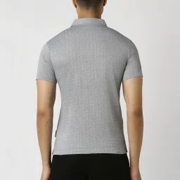 Van Heusen Grey Slim Fit Printed Polo T-Shirt image 2