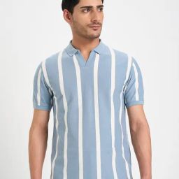 Peregrine By Pantaloons Blue Slim Fit Striped Polo T-Shirt-picture-22