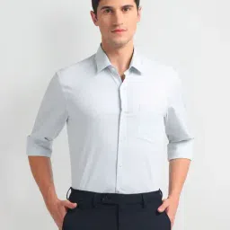 Arrow Light Green Cotton Slim Fit Checks Shirt-image-91