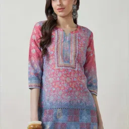 Soch Pink & Blue Embroidered Tunic-image-91