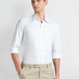 arrow new york Arrow Newyork Blue Cotton Slim Fit Striped Shirt-picture-47