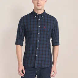 U.S. Polo Assn. Mid Navy Cotton Regular Fit Checks Shirt-picture-44