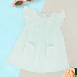 Pantaloons Baby Girls Brook Green Embroidery Dress-image-13