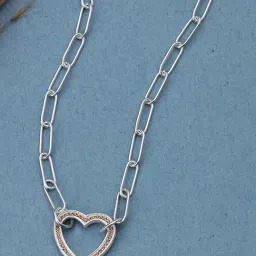 Mia by Tanishq 925 Silver Heart Link Silver Necklace-picture-24