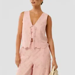 Forever New Pink Cotton Boxy Fit Embroidered Top-picture-24