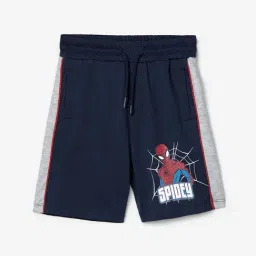 The Souled Store Kids Black & Grey Cotton Printed Spiderman Shorts-image-32