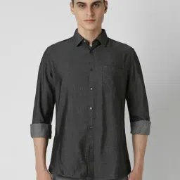 Van Heusen Grey Cotton Slim fit Solid Casual Shirt-image-65