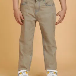 Tales & Stories Boys Khaki Tint Cotton Jeans-picture-35