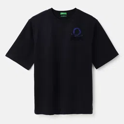 United Colors of Benetton Boys Drop-Shoulder Sleeves Pure Cotton Applique Boxy T-shirt-picture-45