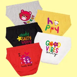 NUSYL Girls Pack Of 5 I Love Teddy Bear Printed Pure Cotton Basic BriefsNUGCBRFPO5.0012-image-83