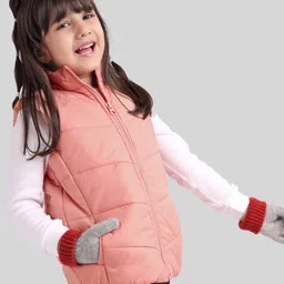Babyoye Sleeveless Padded Jacket Striped - Rose Peach-picture-28
