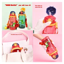 SCHOOLISH Water Bottle With Sipper For Kids  Anti-Leak Cartoon with Cap Lock Design BPA Free Sipper Bottle  (600 ML) - PACK OF 1 - COLOR MAY VARY-image-28