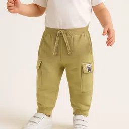 Babyoye 100% Cotton Terry Knit Full Length Lounge Pant With Text Print - Beige-picture-10