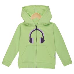 The Mom Store Cotton Blend Knit Full Sleeves Headphone Printed Light Winter Hooded Jacket - Neon Green-picture-40