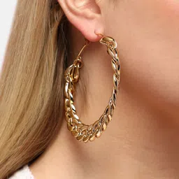 DressBerry Gold-Plated Circular Hoop Earrings-image-74