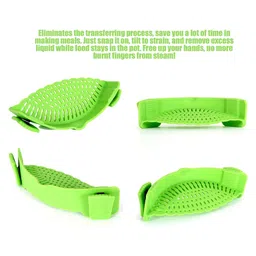 kolorfish Snap N Strain Pot Strainer and Pasta Adjustable Silicone Clip On - Green image 2