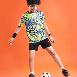 Pine Active Knit Half Sleeves High Stretch Cheetah Printed T-Shirt - Multicolour image 2