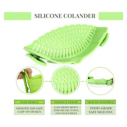 kolorfish Snap N Strain Pot Strainer and Pasta Adjustable Silicone Clip On - Green image 3