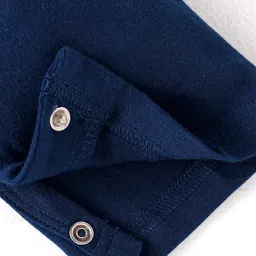 Babyhug Interlock Knit Full Sleeves Romper With Animal Print - Navy Blue image 4