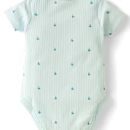 I Bears Interlock Knit Half Sleeves Onesies With Bird Print Pack of 3 - Peach Grey & Light Blue image 5