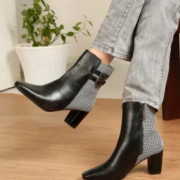 Flat n Heels Women Black Casual Boots-image-96
