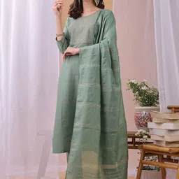 KALINI Women Ethnic Motifs Embroidered Sequinned Kurta with Trousers & With Dupatta-picture-11