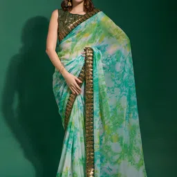 Mitera Tie and Dye Sequinned Poly Chiffon Saree-picture-17