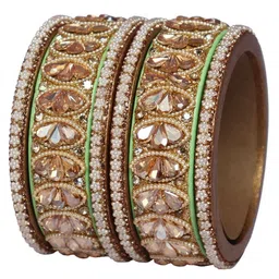 TAJ BRIDAL STORE Set Of 6 Kundan Studded Bangles image 2