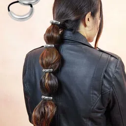 HAIR DRAMA CO. Women Set of 2 Halo Pony Cuffs - Silver-picture-24