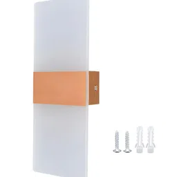 Homesake Gold-Toned & White Rectangle Shaped Wall Lamp image 3