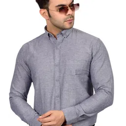 Heed Attentive Men Standard Fit Solid Button-Down Collar Cotton Formal Shirt image 2