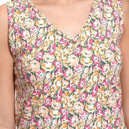 Tokyo Talkies Women V Neck Floral Printed Cotton Top image 3