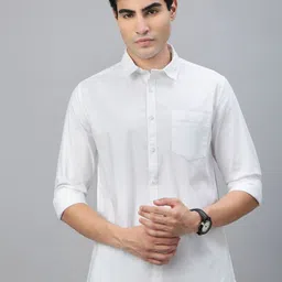 classic polo Classic India Slim Spread Collar Roll-Up Sleeves Slim Fit Cotton Shirt-picture-41